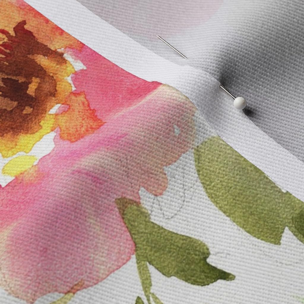 Spoonflower Fabric - Flower Colorful Flowers Floral Watercolor Large Girl Printed on Denim Fabric by The Yard - Bottomweight Apparel Home Decor Upholstery