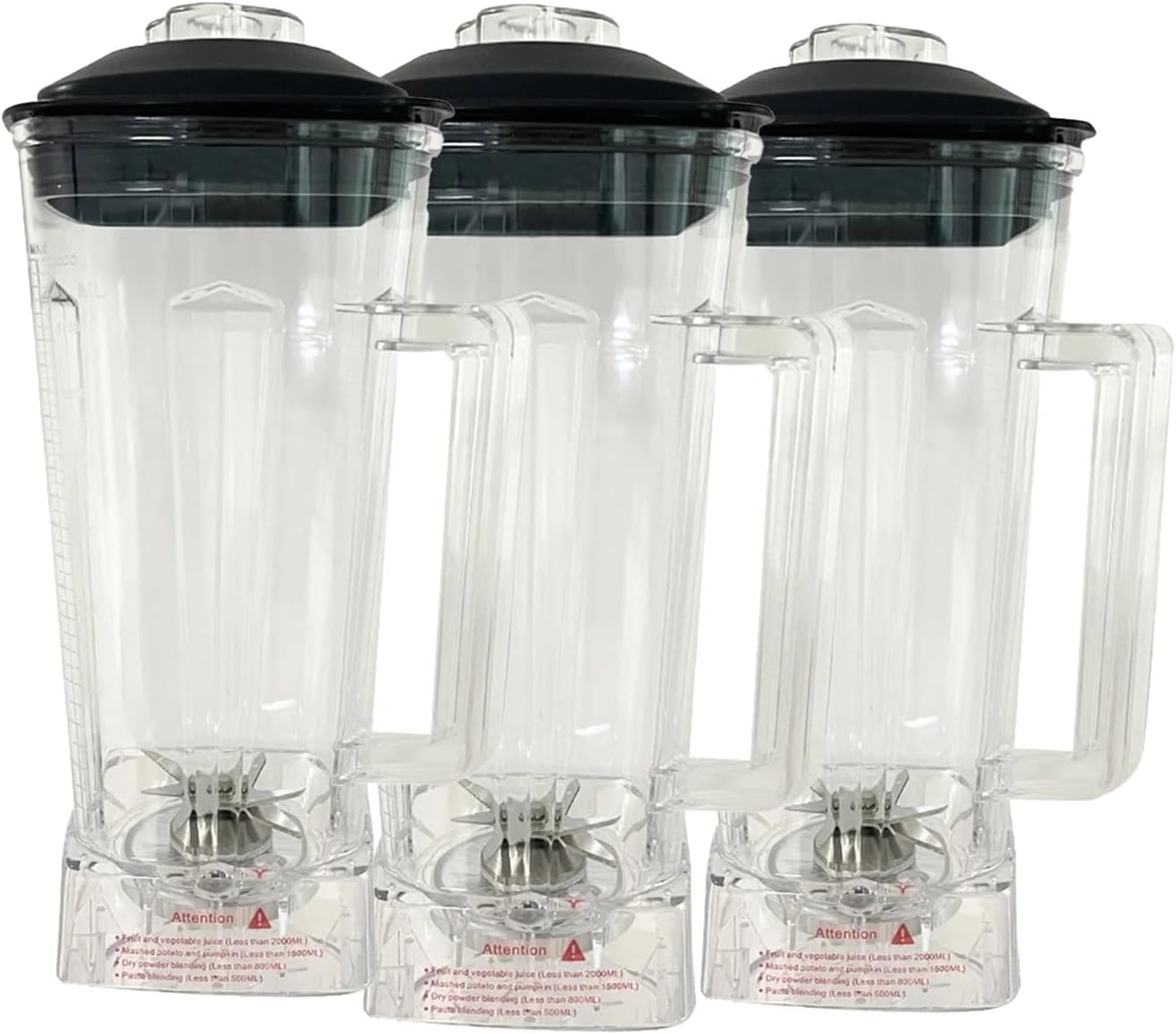 Blender Jar,commercial Blender Spare Parts 2L Square Container Jar Jug Pitcher Cup Bottom With Serrated Smoothies Blades Lid(3pcs)
