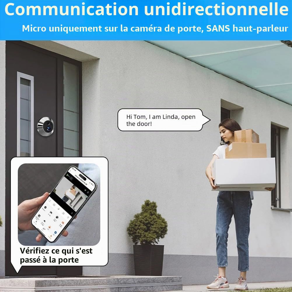 Appartement WiFi Judas Caméra avec 4 3 Pouces Moniteur Couleur Capteur de Mouvement PIR Interphone Réduction du Bruit