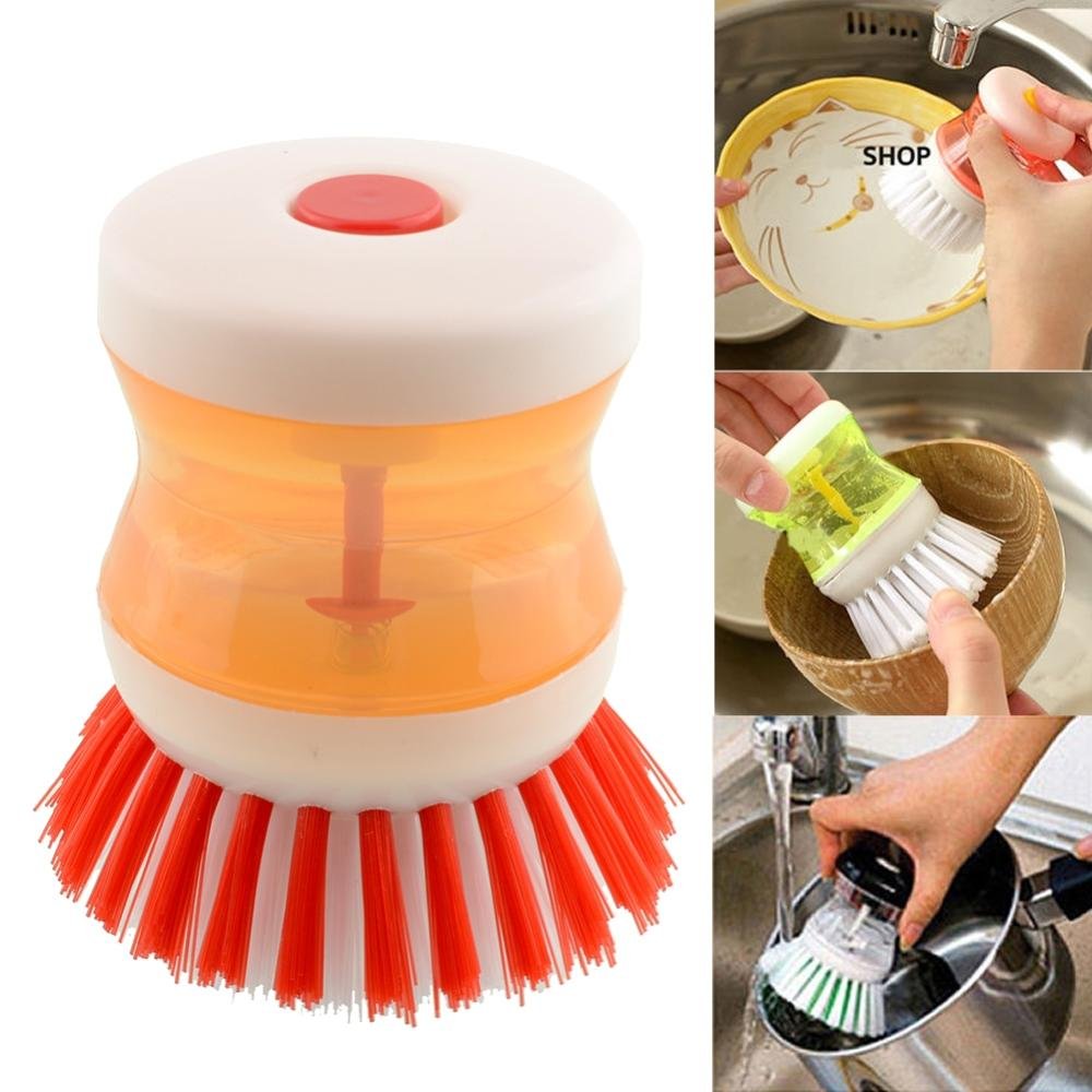 Winberg (R) Round Kitchen Bathroom Brush with Liquid Soap Dispenser Pack of 3 Multicolour BRUSH03 1