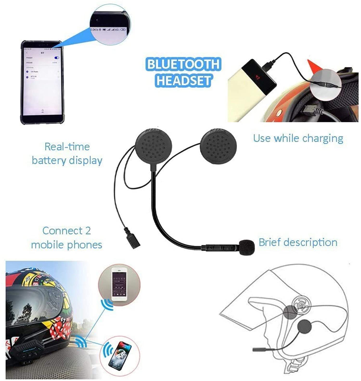 Cascos Moto Bluetooth Integrado,Casco De Moto Scooter Con Guantes Y Mascarilla, Casco Integral Con ECE Homologado Doble Anti Niebla Visera Para Mujer Hombre Adultos 55-64CM H,S