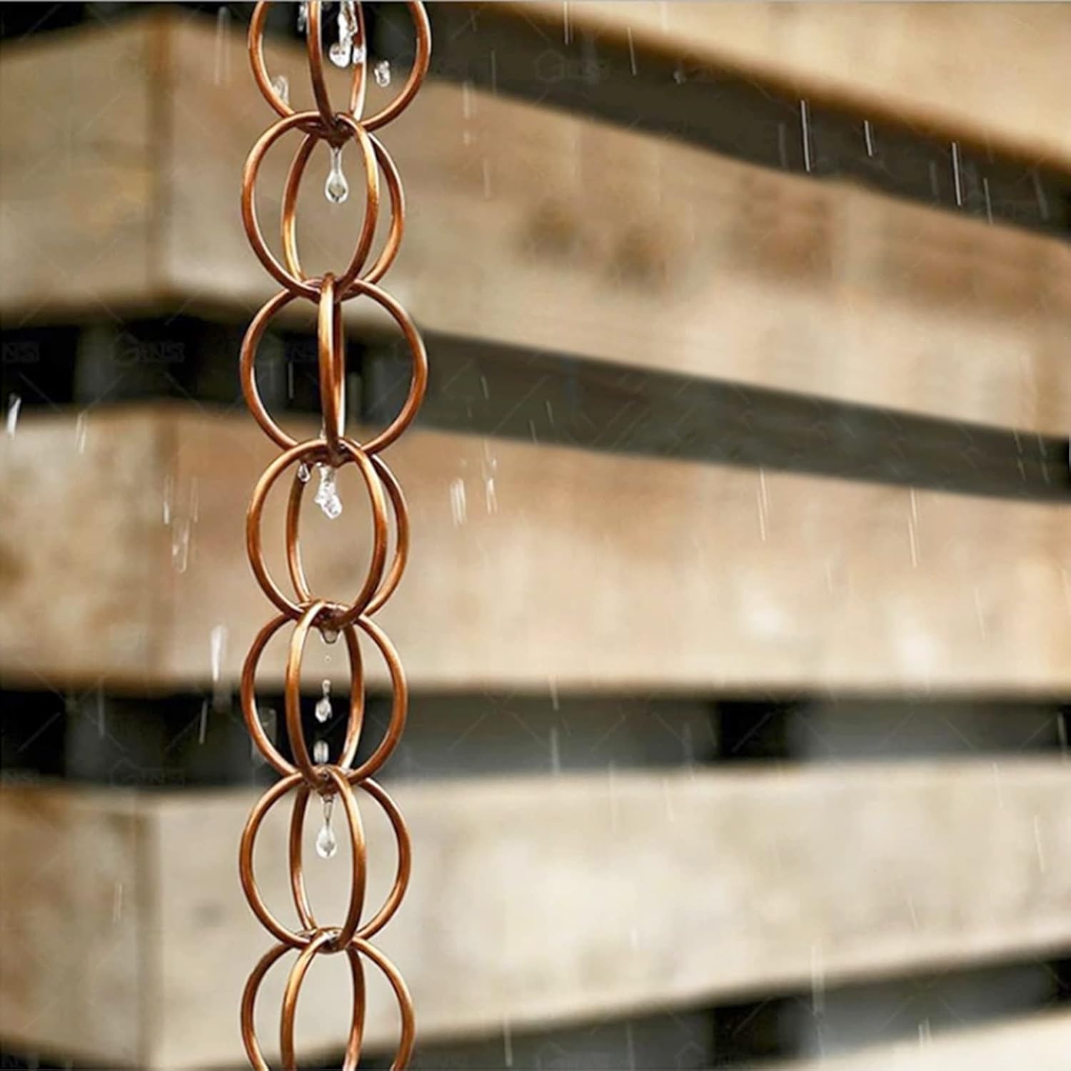Rain Chain,Rain Chain Ring Rain Chains Replacement Downspout for Gutters, Copper Rainwater Chain/Divert Water/Chain Link, Decorative Outside Hanging Rain Chime,