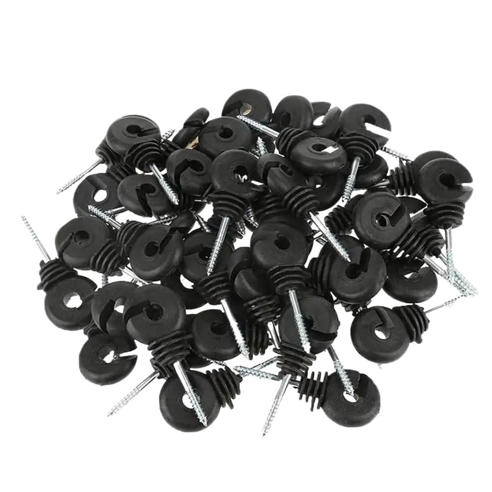 Anillo Aislador Aisladores Aislador de anillo compensado for valla eléctrica, poste madera, tornillo cercado, cinta , alambre, edificios jardín seguros(100pcs black)
