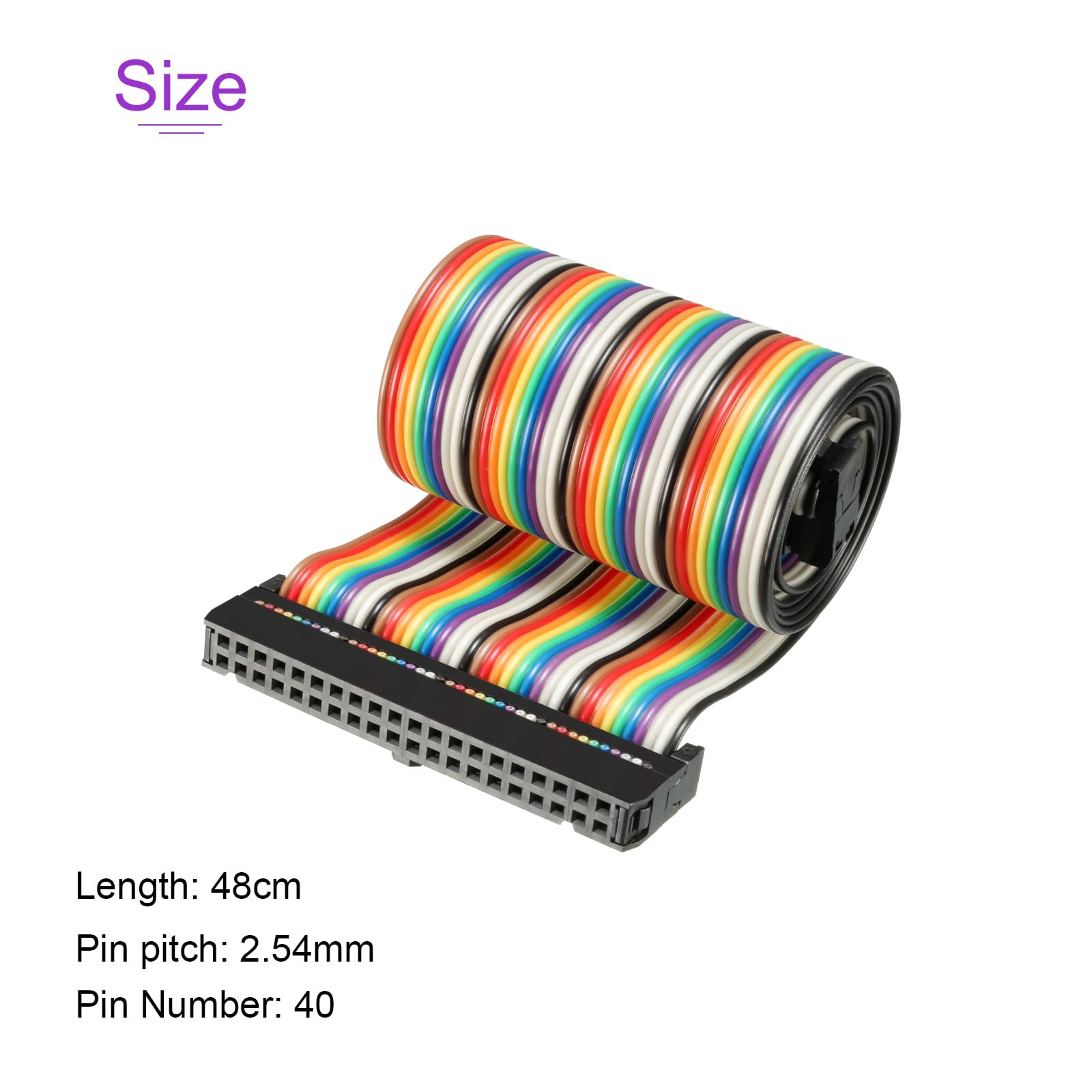 DMiotech 1pz 40 Perni IDC Piatto Nastro Cavo 48cm Lunghezza 2.54mm Passo Scheda Sicurezza Jumper Cavi per Elettronica Progetti Tipo-C