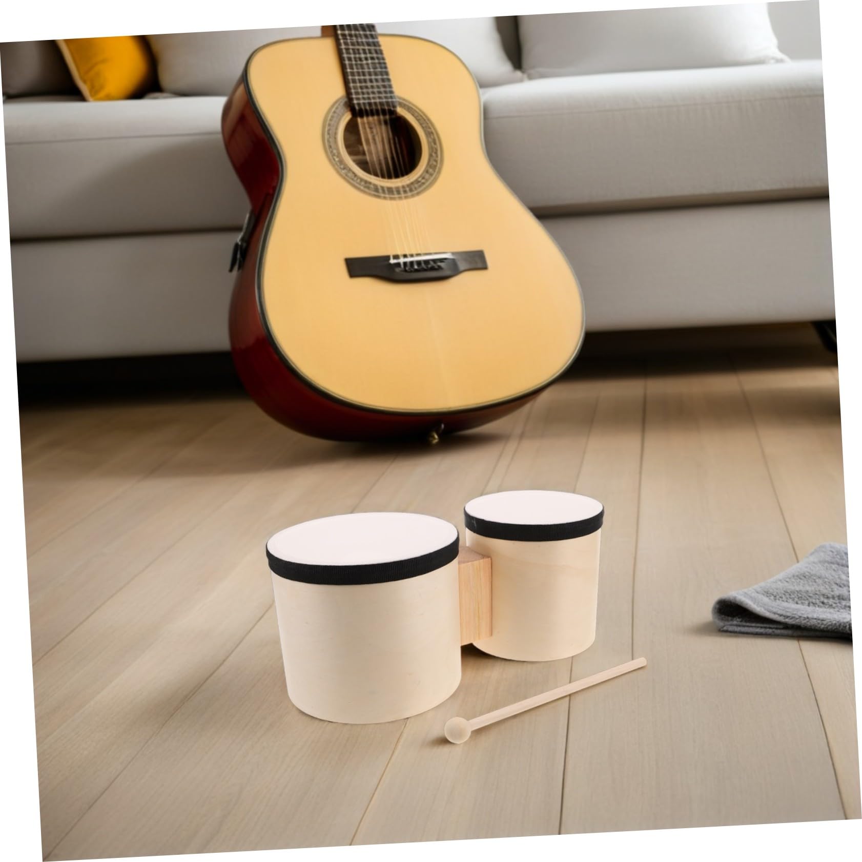 TOYANDONA 1 Juegos de Tambores de Percusión de Mano con Mazos de Madera Instrumentos de Percusión para Práctica Musical y Actividades Educativas en Aula