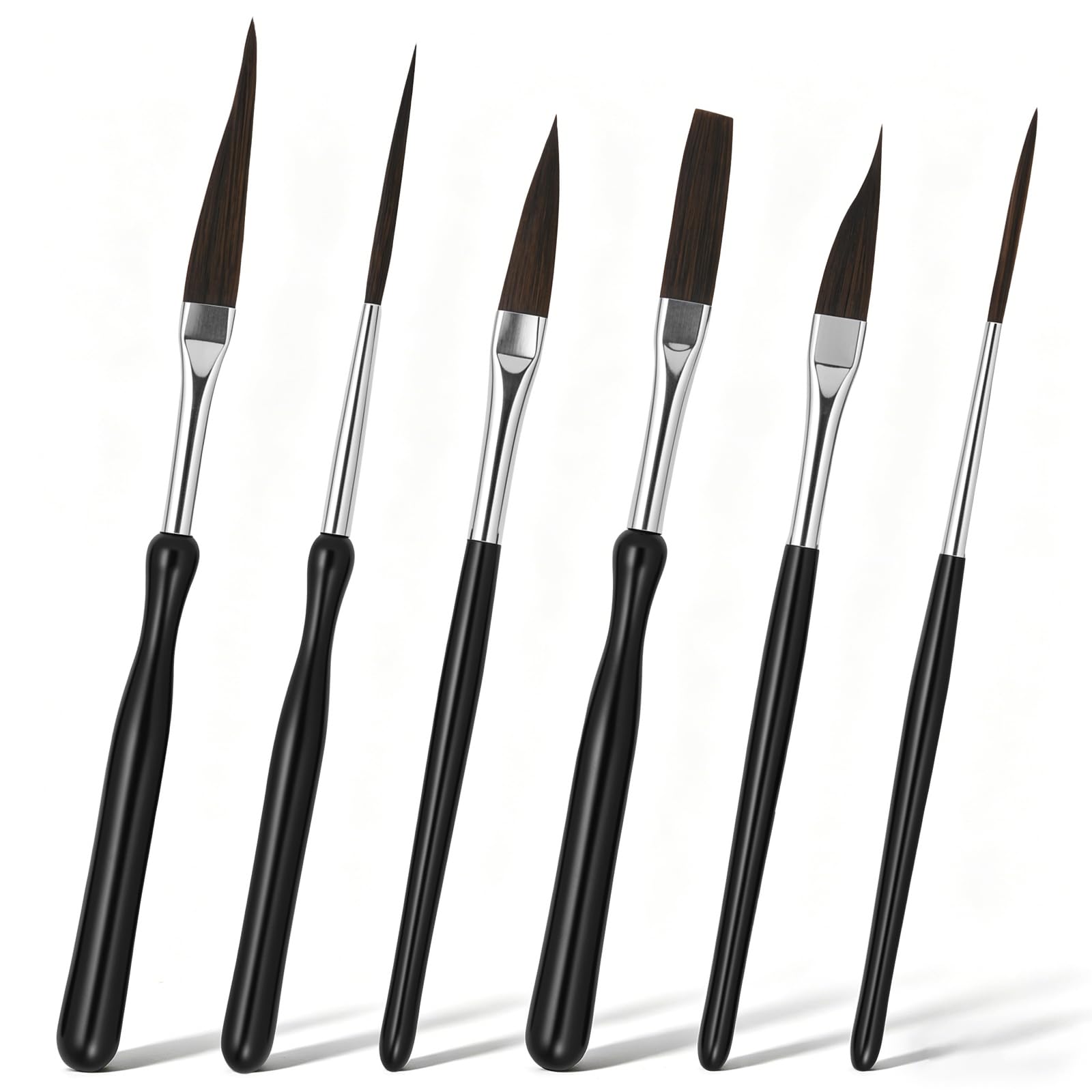 Gatphy 6PCS Detail Paint Brush Set, Professional Pinstriping Brushes with Nylon Bristles, Fine Line Striping Brushes for Acrylic, Watercolour, Gouache, Model Painting Lettering and DIY Art Projects