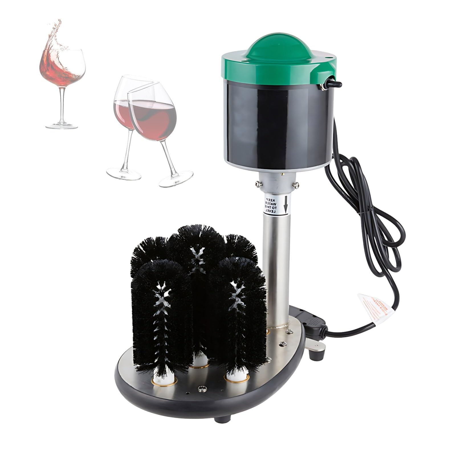 Lavavasos Profesional Eléctrico De 5 Cepillos, Máquina De Limpieza De Vasos De Acero Inoxidable Para Bar, Restaurante, Hotel Y Cocina Comercial Intensiva