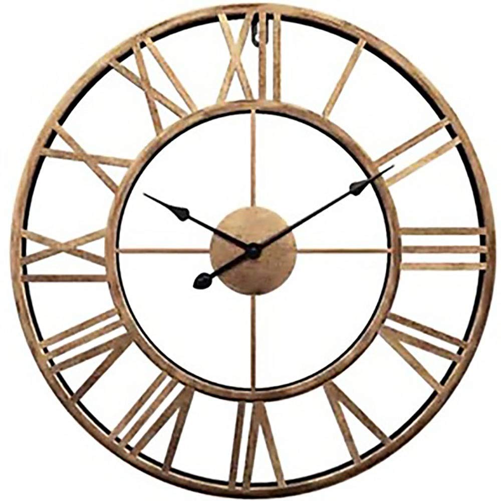 Horloge murale silencieuse ronde pour intérieur et extérieur en métal moderne