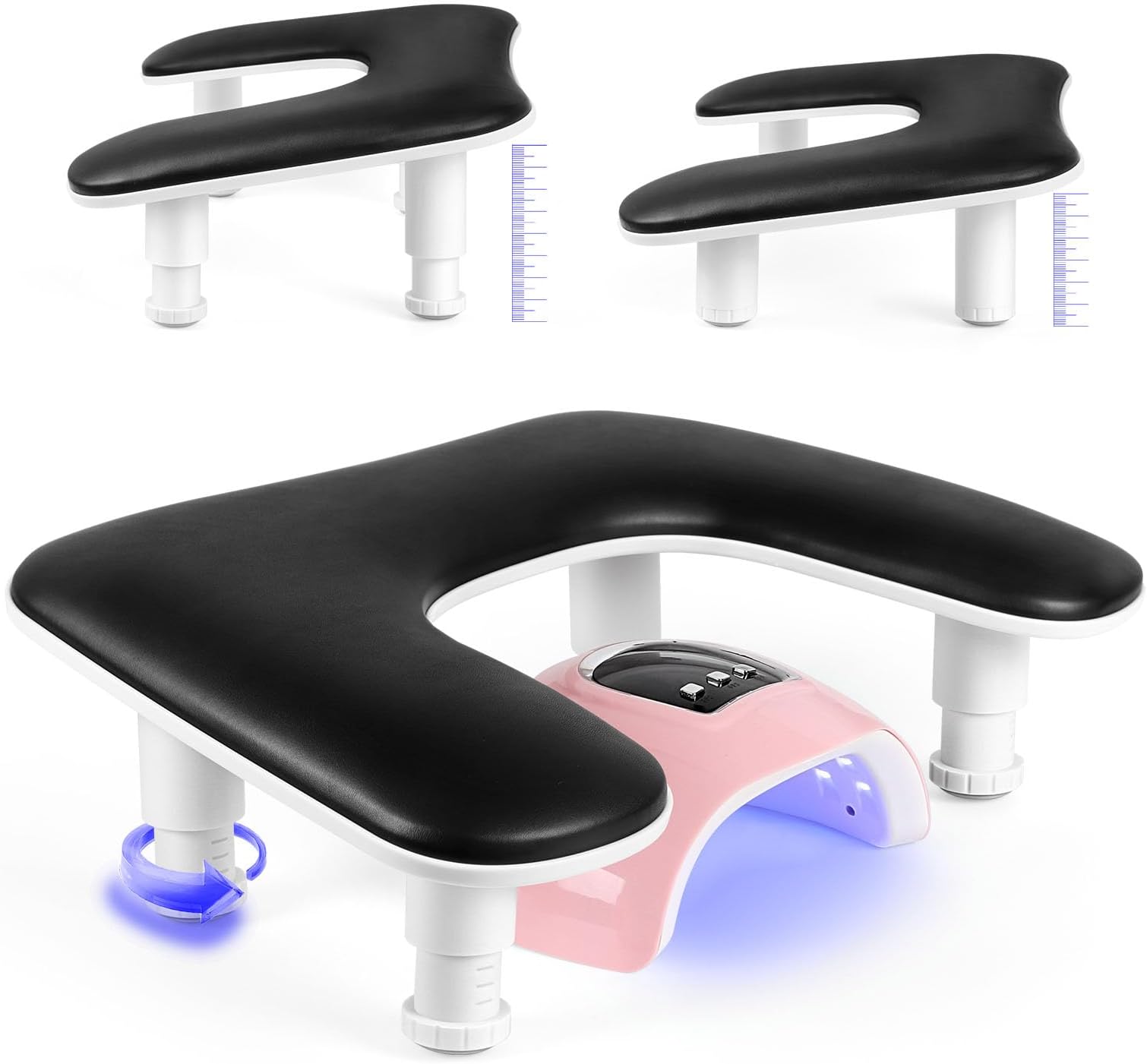 Manicure Arm Rest for Nails Tech: U-shaped Adjustable Nail Armrest - Black PU Leather Hand Stand Rest for Manicurists