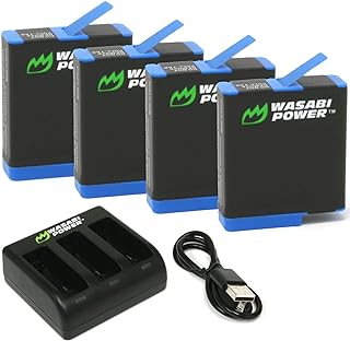 Wasabi Power Battery (4-Pack) and Triple Charger for GoPro Hero 8 Black (All Features Available), Hero 7 Black, Hero 6 Black, Hero 5 Black, Hero 2018