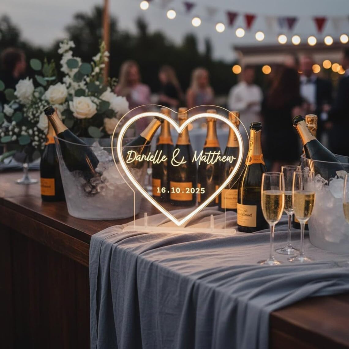 Personalized Wedding Heart LED Neon Sign,Reception Sweetheart Table Name Sign,Engagement Party Light Sign Backdrop,Wedding Light up Décor