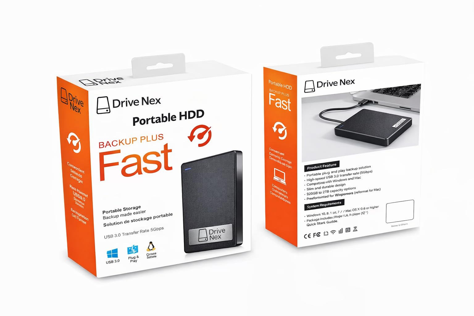 DriveNex Disco Duro Externo 1TB – USB 3.0 – Adecuado para todos los sistemas de control - Compacto y fiable