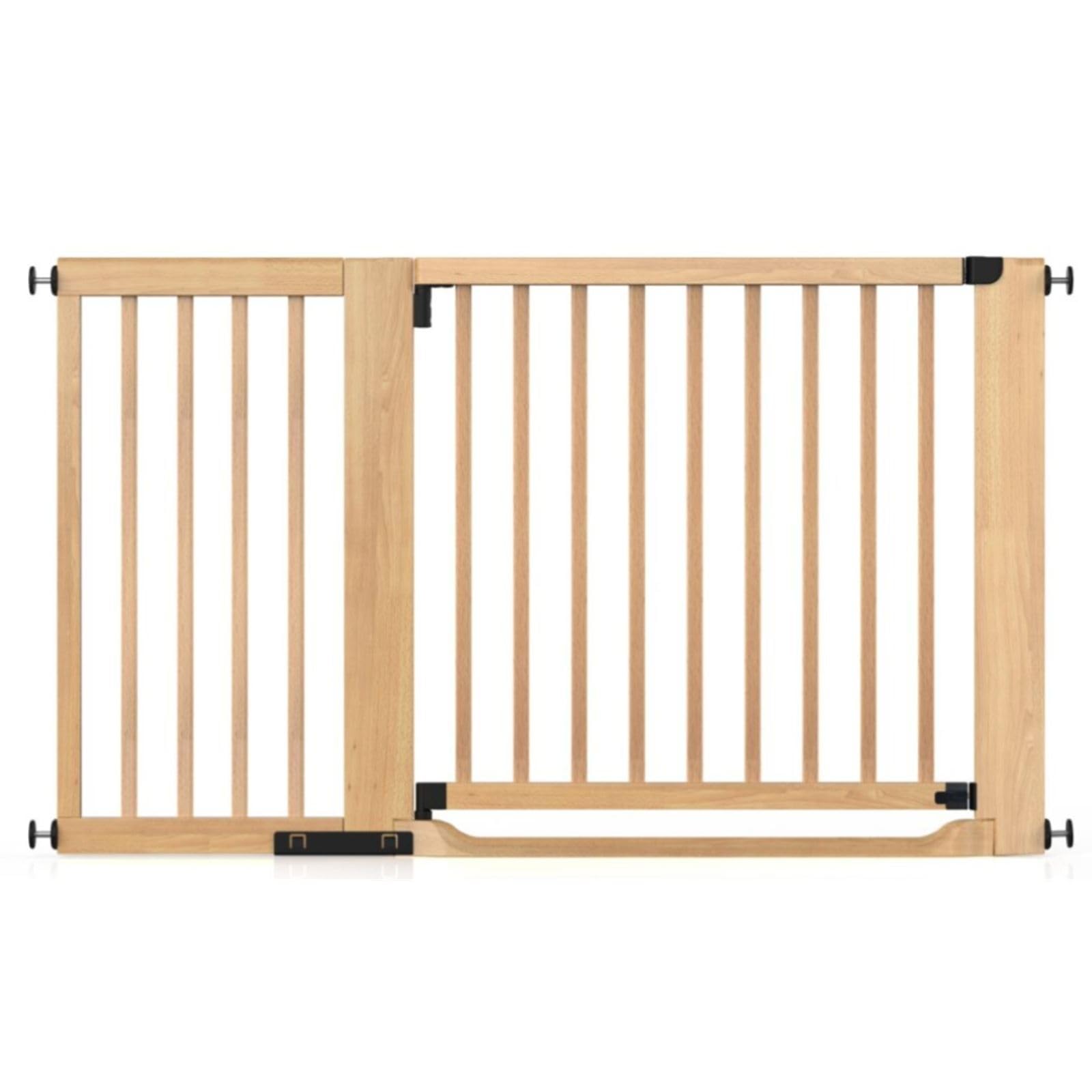 Safetots Natural Wood Wooden Heritage Flat Step Gate, Natural, 135Cm-143Cm, Pressure Fit