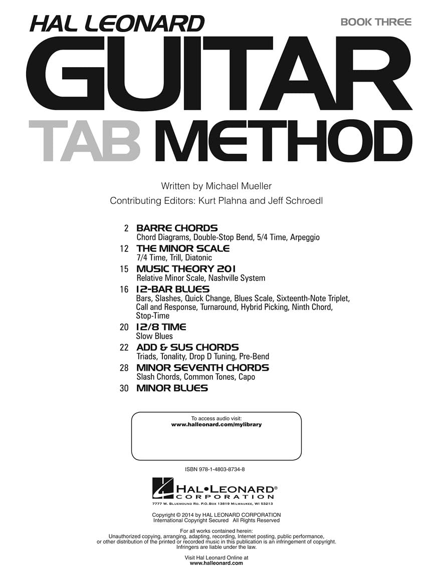 Hal Leonard Guitar TAB method book 3. Includes Audio Online (Hal Leonard Guitar Tab Method, 3)