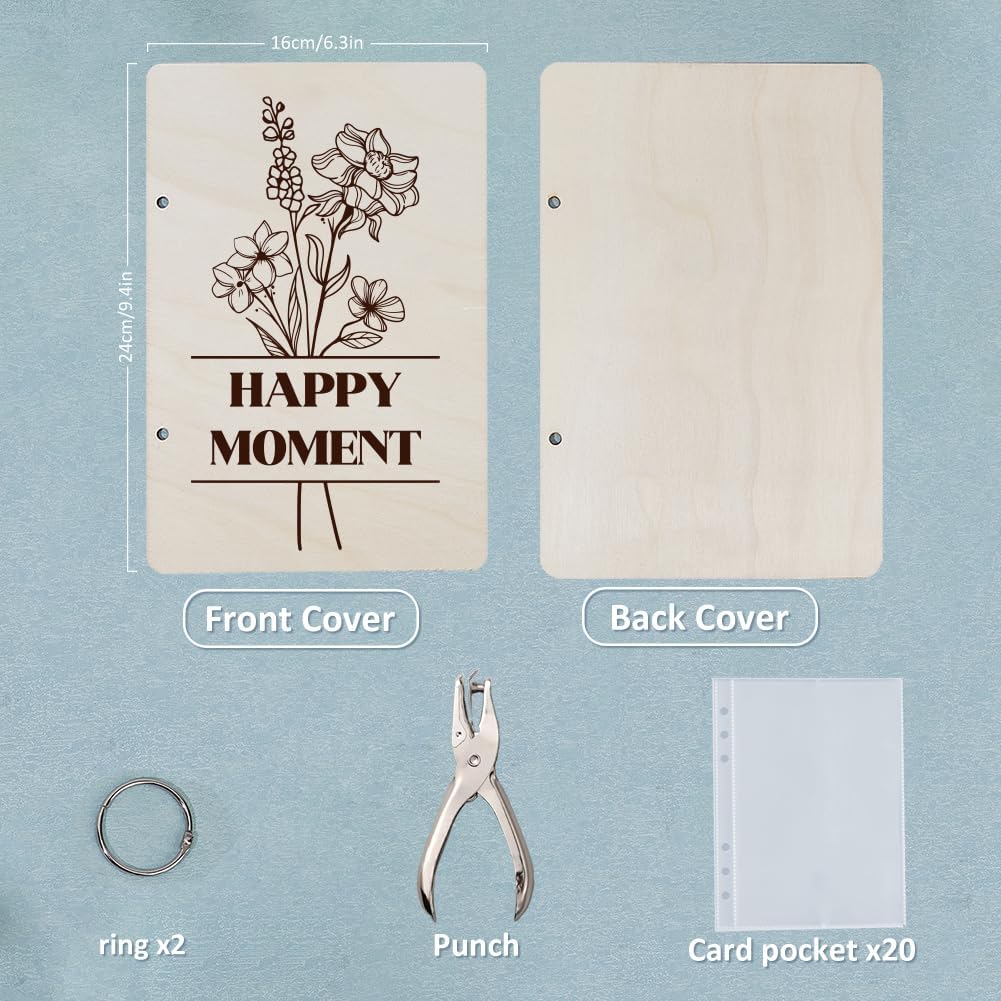 SUPERDANT Wooden Greeting Card Organizer Binder For Keepsake Memory Storage image 3