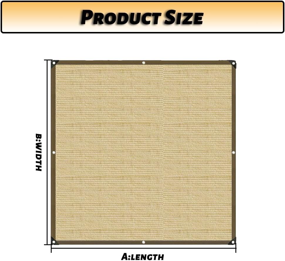 Sun Shade Net for Outdoor Patio Garden Pergola - 90% Shade Cloth 10X10FT 20X10FT 25X15FT 30X15FT 35X20FT Replacement Canopy Cover