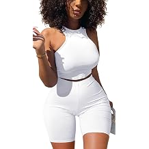 GOBLES Womens Sexy 2 Piece Outfits Sleeveless Crop Top With Shorts | Jumpsuits