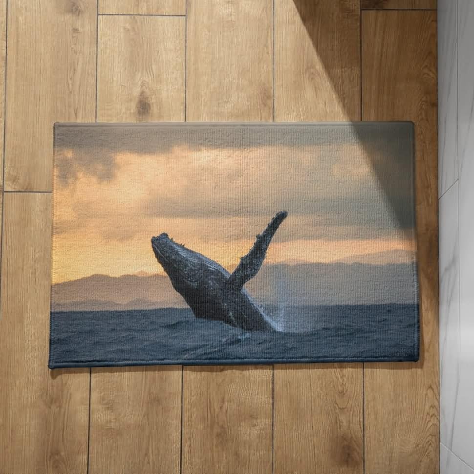 EHOMERY Large Door Mats Office Foot Mat Sea Whale Door Mat Outside Entrance Cute Mats Indian 45x75cm, Non-Slip Plush Cotton Decor Doormat