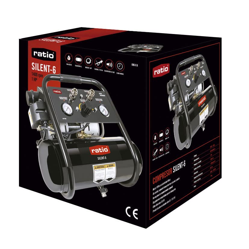 Compresor portatil silencioso 1hp 230v