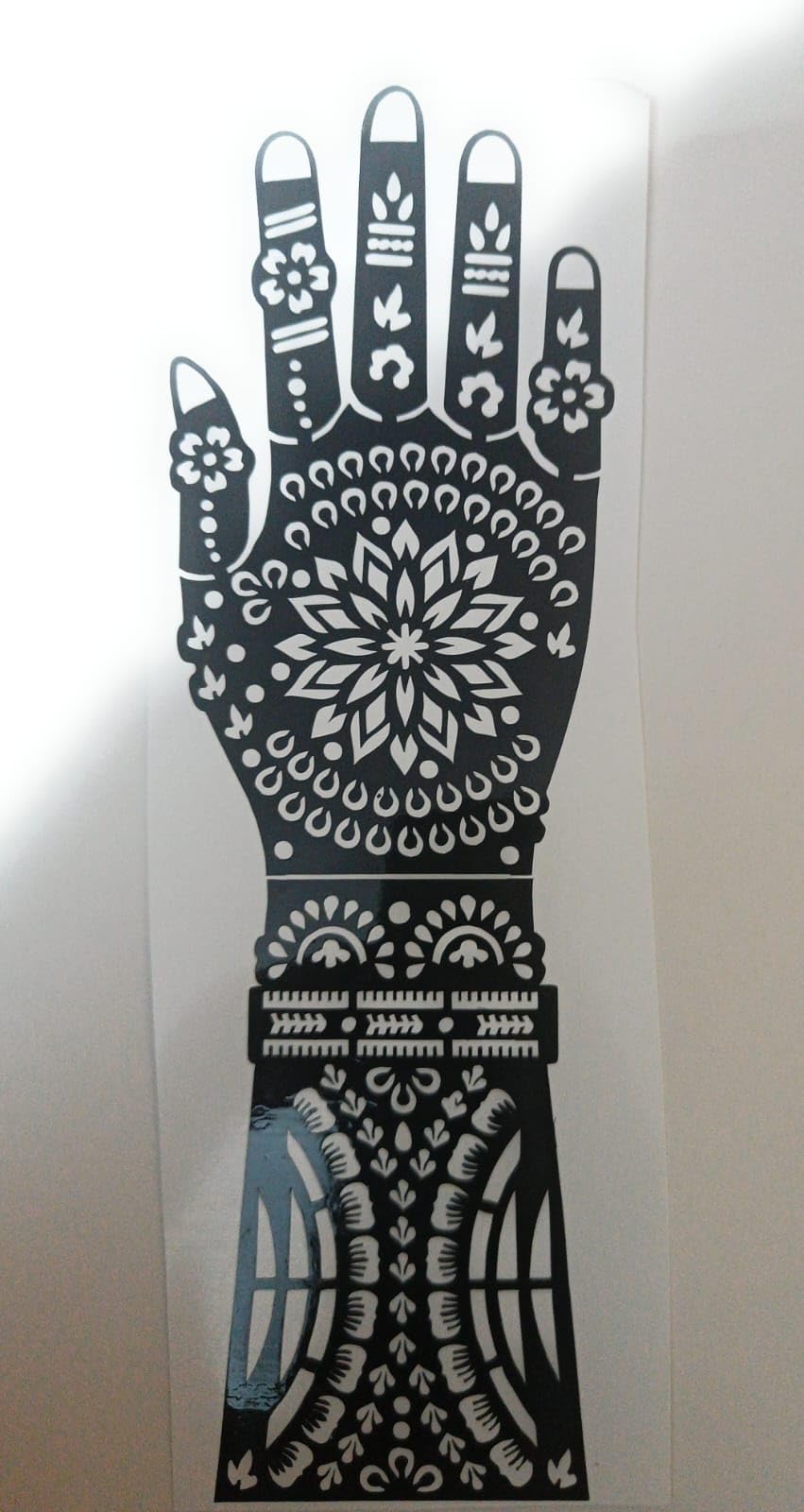 MRACE Henna Stencil Templates for Hand Design, Floral Mandala Pattern, Reusable Mehndi Art Stickers (Pack of 2) 4