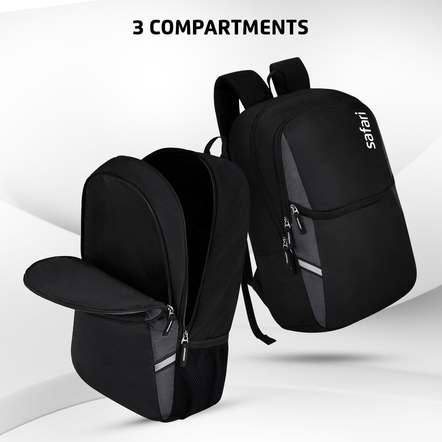 Safari Nudge Laptop Backpack for men & women, school bag for boys and girls, college bag, office bag, travel bag, 3 compartments, Bottle holder, Front pocket, Color Black — Amazon image 2