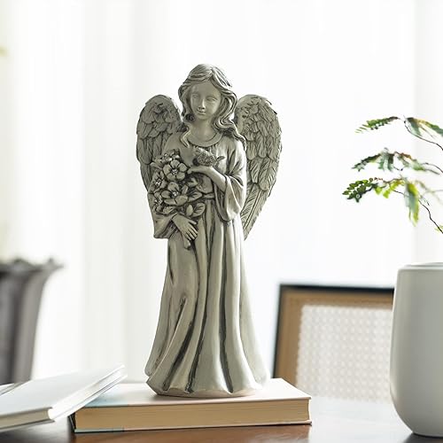 Miniatura 6 de Estatua de ángel solar de Rezpuao para exterior, figura de ángel con resina, decoración al aire libre para patio, césped, porche de jardín, regalo