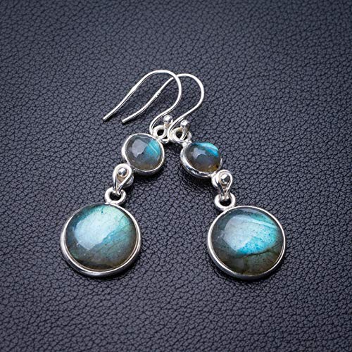 Boucles d'oreilles labradorite bleu argent 925 cadeau idéal - 2
