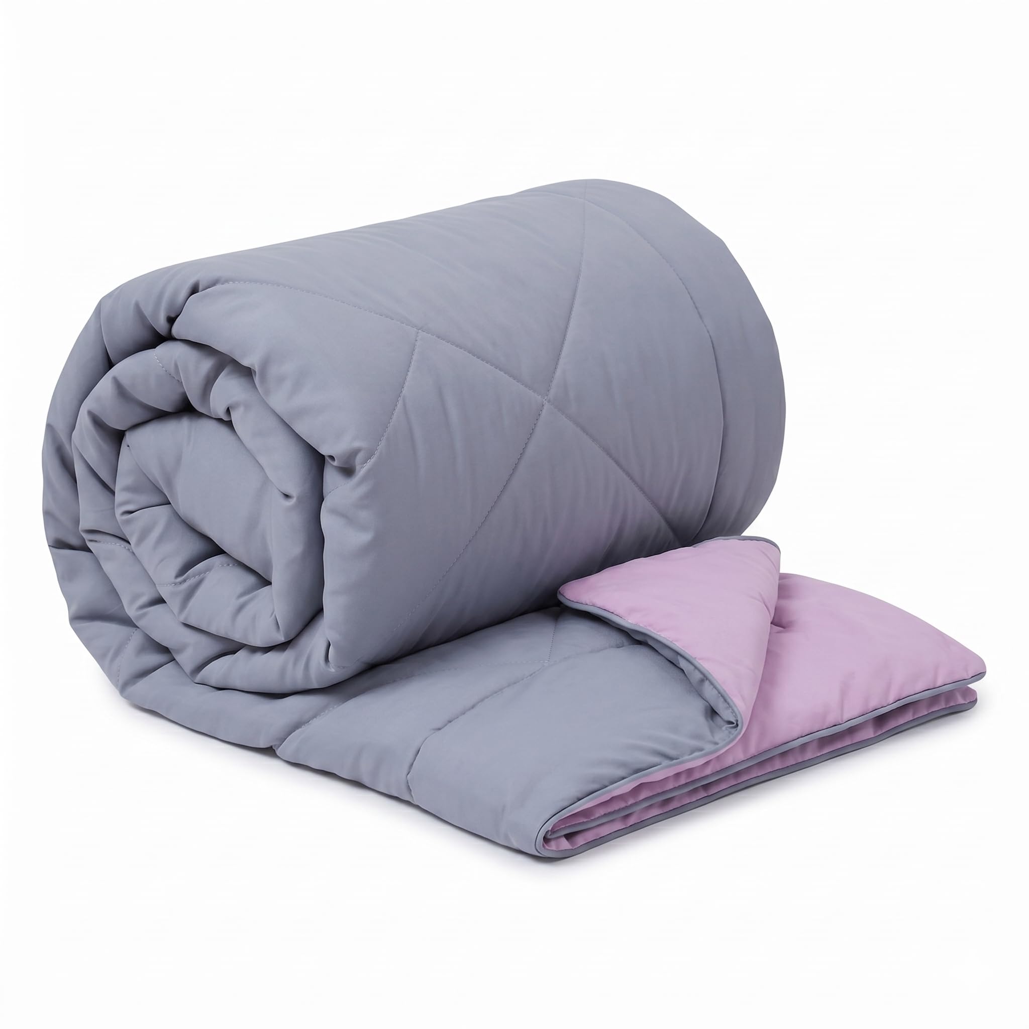 Epicasa Reversible Comforter | 200 GSM Thermal Bonded Fill | 110 GSM Micro Peach Fabric | All Season AC Quilt | Diamond Quilted | Lightweight Duvet Blanket for Home Bedroom | Cool Grey & Soft Pink-image-35