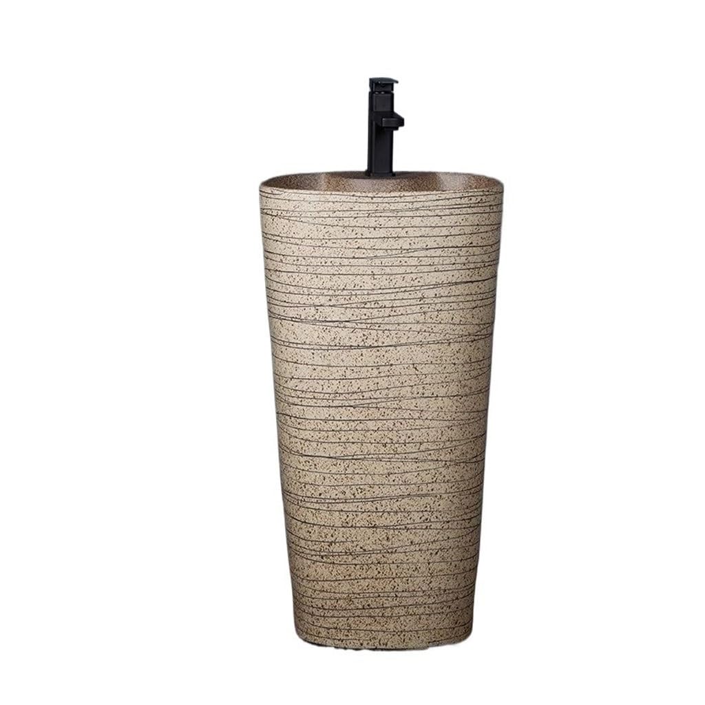 Kunyos A Bathroom Sink Balcony Floor-Standing Rtistic Wash Basin Retro Pedestal Basin Ceramic Wash Basin Integrated Pedestal Basin Bathroom Vanity
