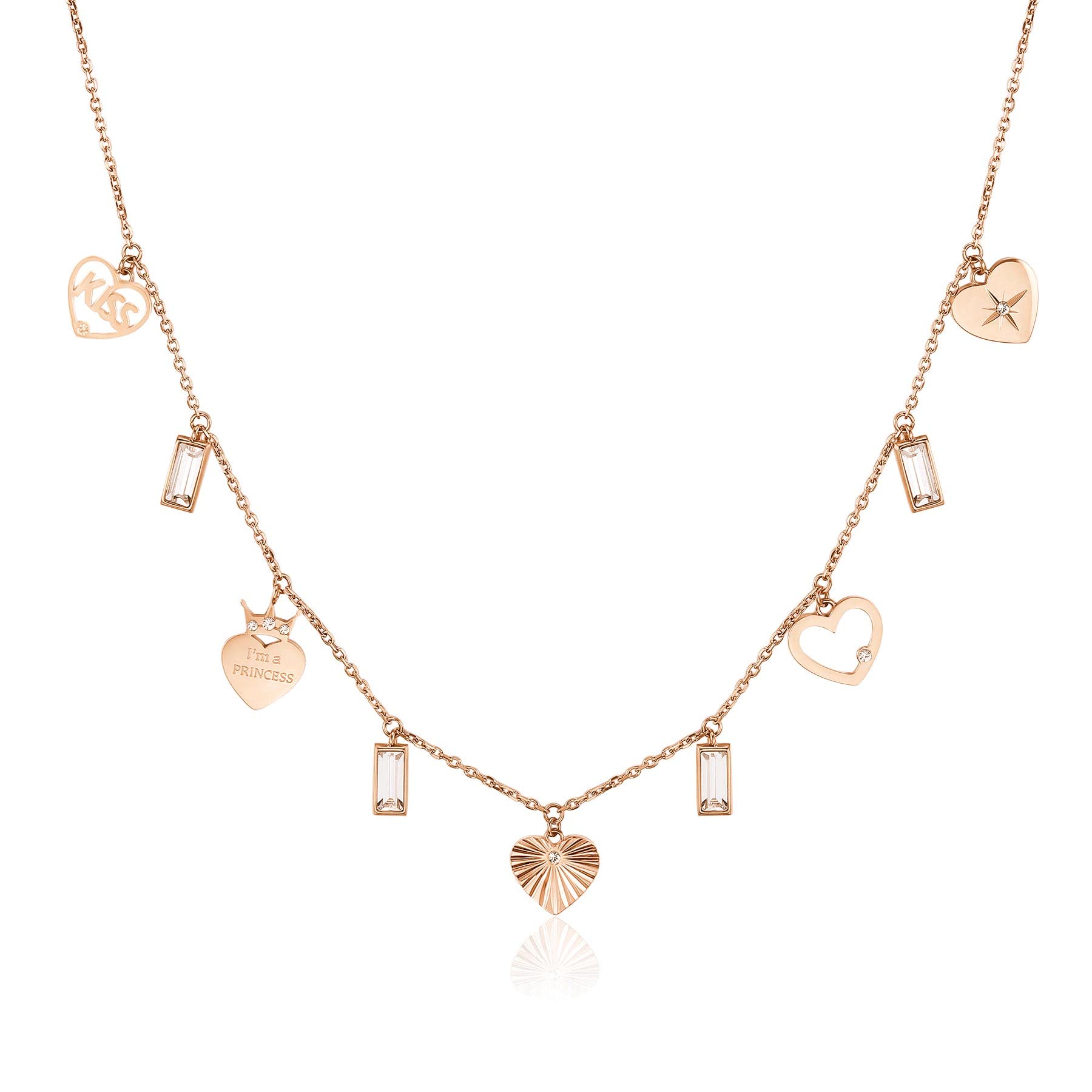 Brosway Collana Donna, Collana in Acciaio e Cristalli con Simbolo Cuore/luna | Collezione Chant - BAH44