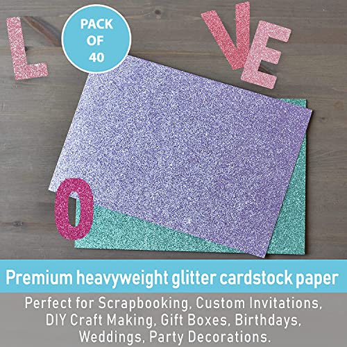 Sanzix Heavyweight Glitter Cardstock Paper, 40 Sheets - 20 Colors - 110Lb. 300 Gsm -A4 Glitter Paper Cardstock For Cricut, Scrapbook, Diy Crafts, Decor, Gift Wraps, Booklet Covers, Custom Cards #TOP3
