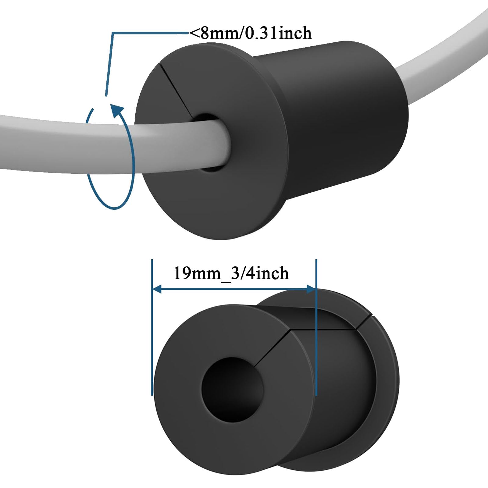 DuDuZui 6PCS Black Wall Bushing for Starlink Cable 19mm 3/4Inch Wall Grommets for Starlink Cable Feed-Through Ethernet Cable Grommet for Starlink Cable and Furniture Wire Hole with 1PC Hole Saw - Image 4