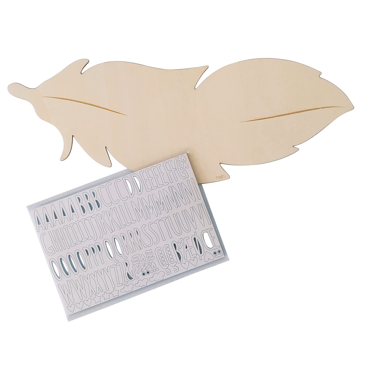 nagu® Prénoms en Bois Personnalisés | Plaque Décorative Grande Taille pour Chambre Bébé, Fille ou Garçon | Lettres Autocollantes pour Personnaliser le Prénom en Bois, Déco Murale