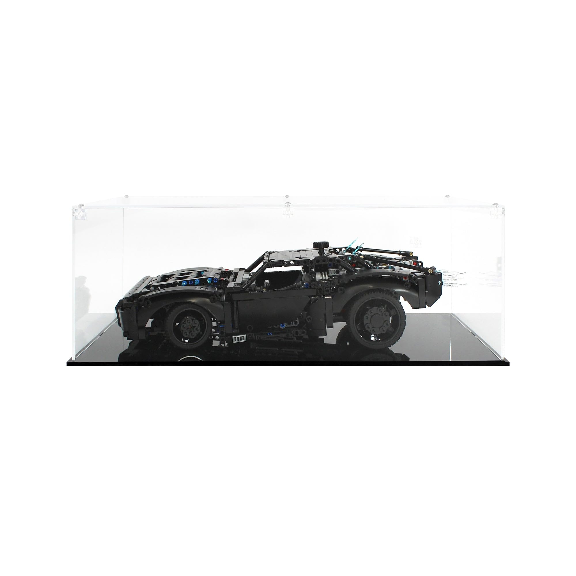 Plexico Black/Light Display Case Compatible With Lego 42127 The Batman - Batmobile - (Clear Back Panel)