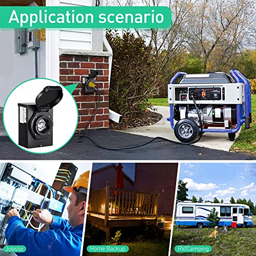 Dreyoo 50 Amp Generator Power Inlet Box, Etl Listed Generator Transfer Switches 3 Prong, 125/250 Volt, 12500 Watts, Enclosed Power Inlet Box Weatherproof For Outdoor Rv Travel (50 Amp Nema Ss2-50P) #TOP5