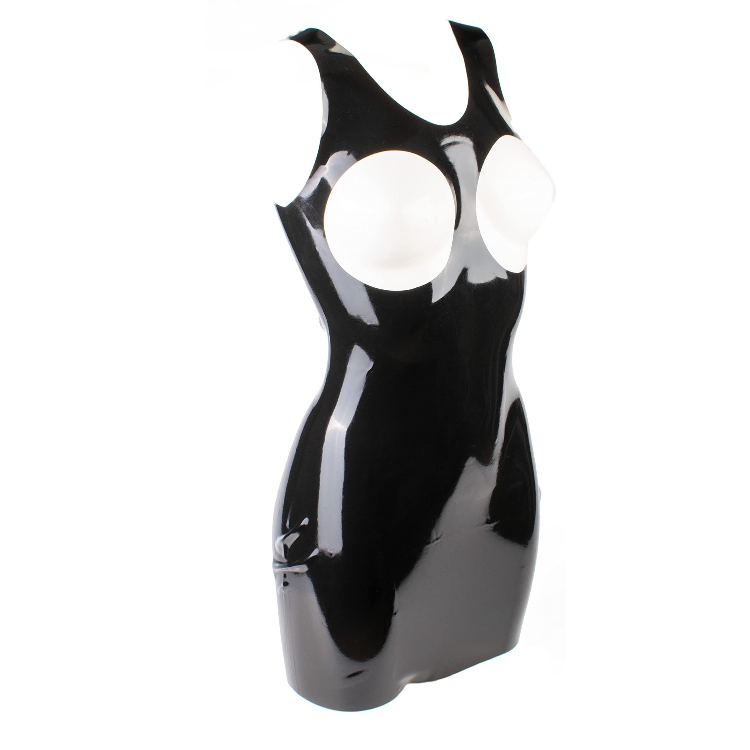 Rubberfashion Robe Mini en Latex - Robe Courte en Latex - sans Manches avec Bretelles sans Bretelles - Robes Sexy pour Femmes pour Dames Noir 0.4mm M