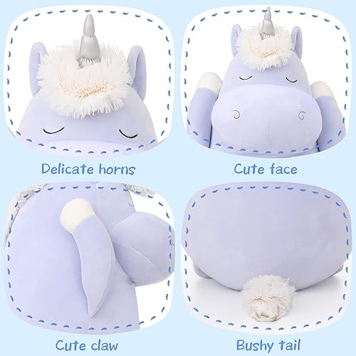 Vista 20 de MorisMos Almohada corporal de unicornio de 36.2 pulgadas, almohada grande para abrazar, animal de peluche de unicornio, juguete de felpa suave