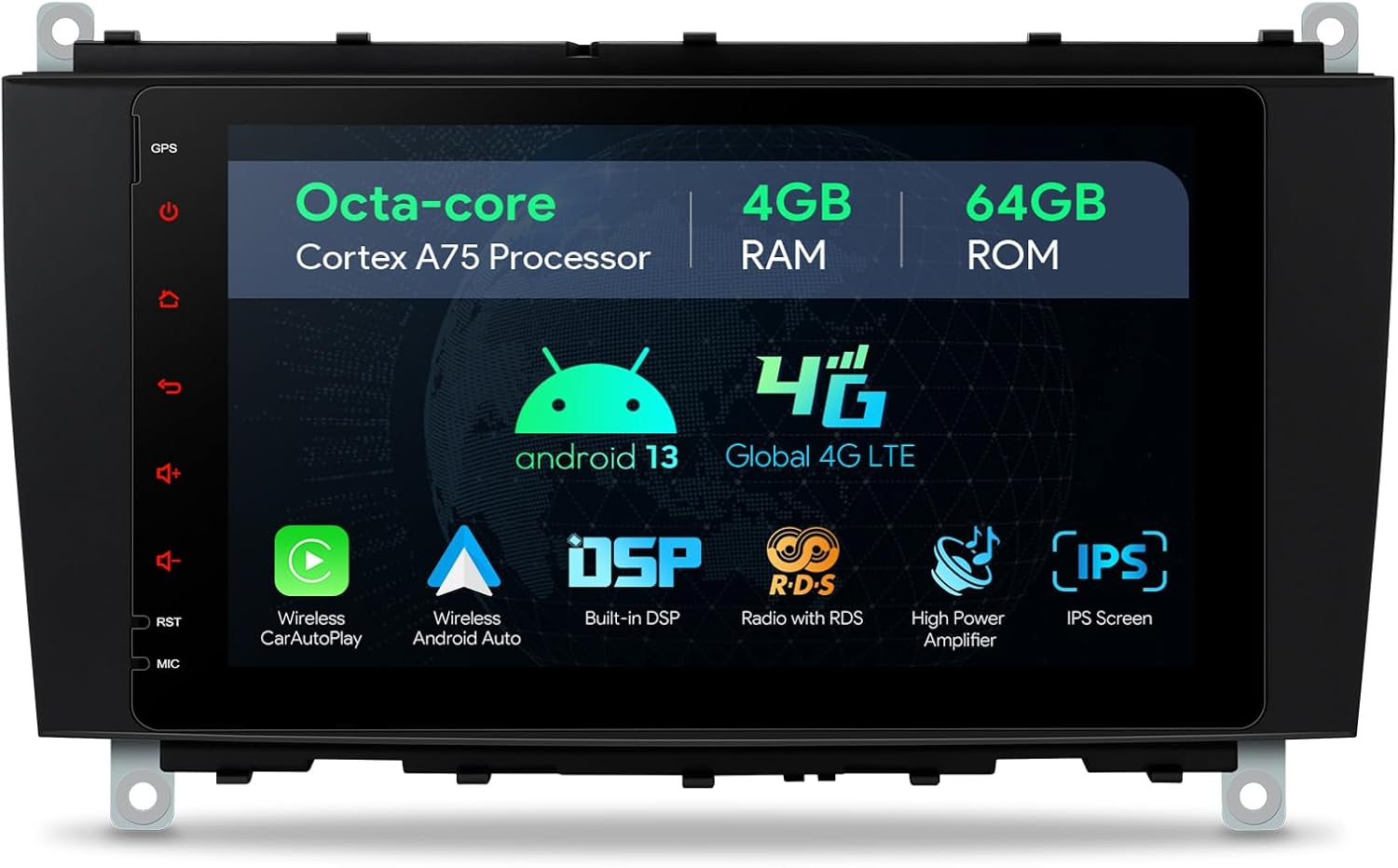 XTRONS Car Stereo for Mercedes Benz A209 C209 CLK, Android 13 Octa Core 4GB 64GB Car Radio, 8” IPS Touch Screen GPS Navigation for Car Bluetooth Head Unit, Built-in DSP Car Play Android Auto 4G