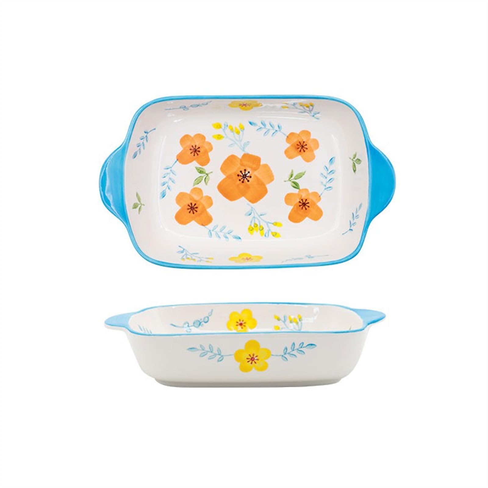Plat de cuisson riz au four fromage en céramique rectangulaire Pain(Blue)