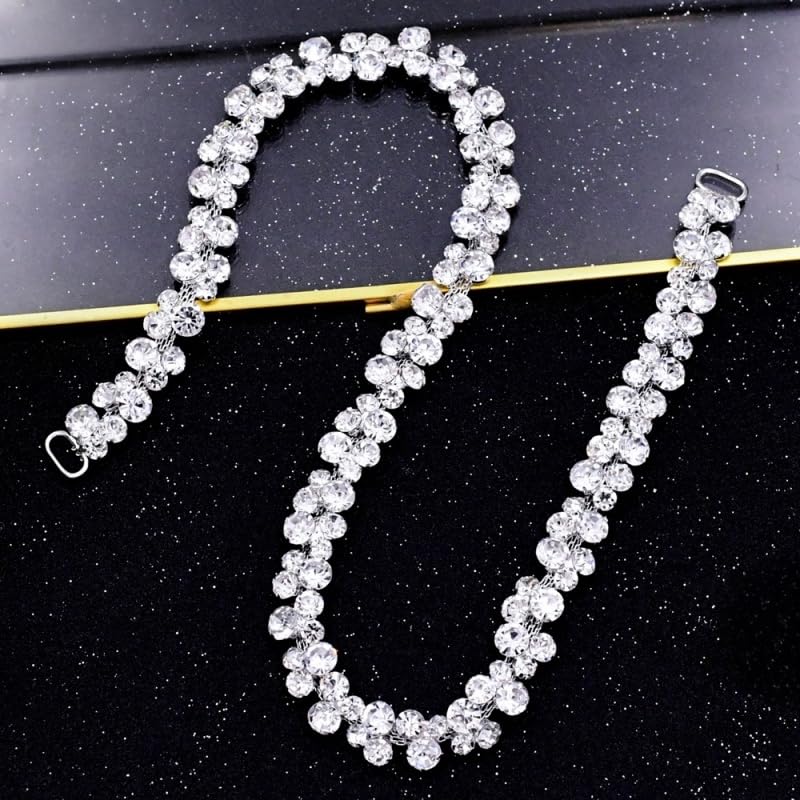 Bridal Rhinestones Belt Handmade Crystal Belts Thin Evening Dress Accessories for Wedding Dress Bridesmaid Flower Gril4