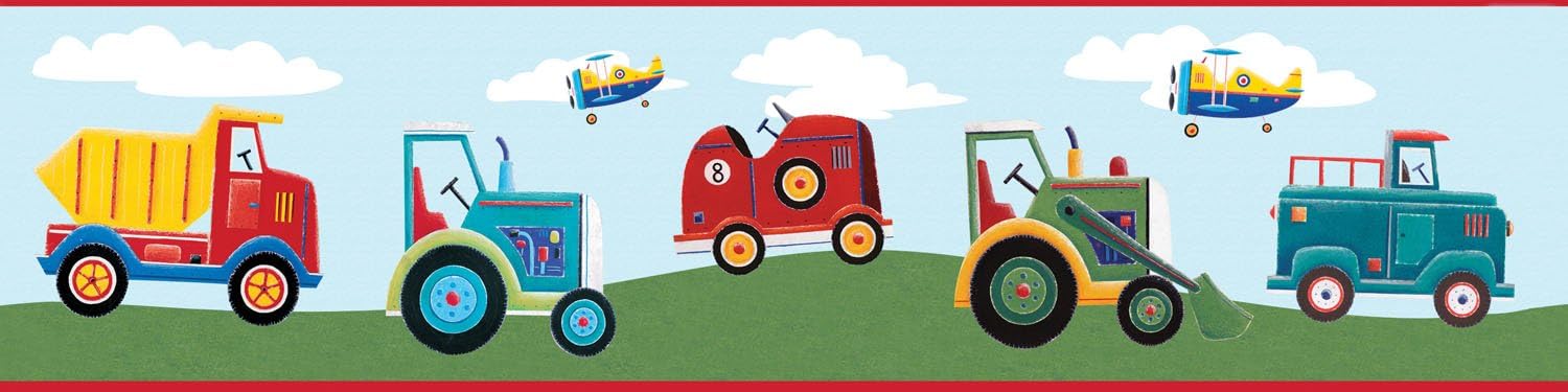 RoomMates Repositionable Childrens Wall Sticker Border - Transport