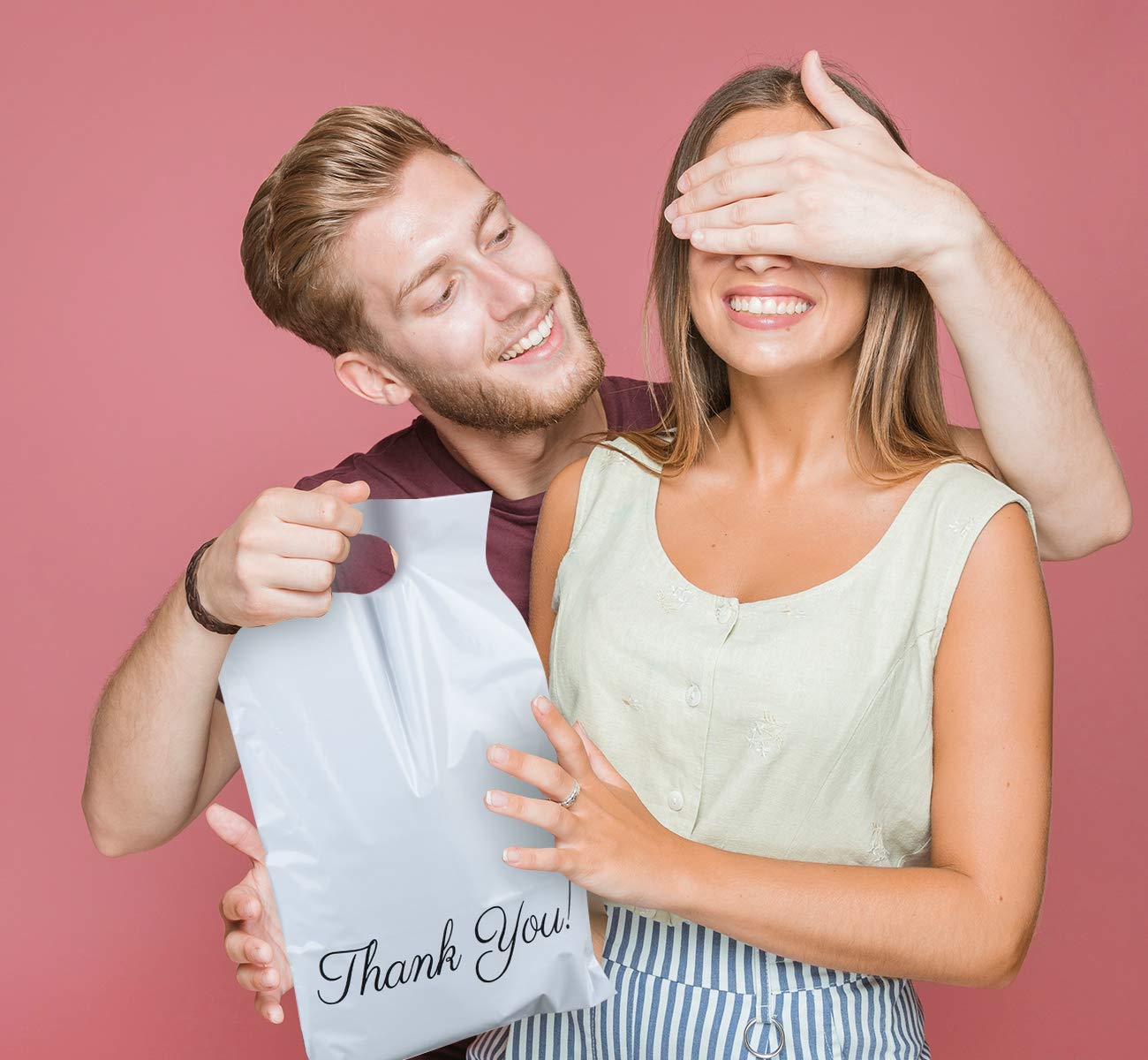 Homewit 60 Versandtaschen Plastik 250 x 350mm mit Thank You Versandtaschen Blickdicht und Reißfest, Tragbare Versandbeutel,Versandumschläge mit Selbstklebendem Streifen -Weiß