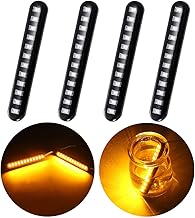 LED Motorcycle Turn Signal 12V Universal Stick-on License Lamp Plus Cornering Lamp Flowing Steering Lamp Flash Indicator Signal 12 LED Chips Waterproof Flowing Amber (Pack of 4)