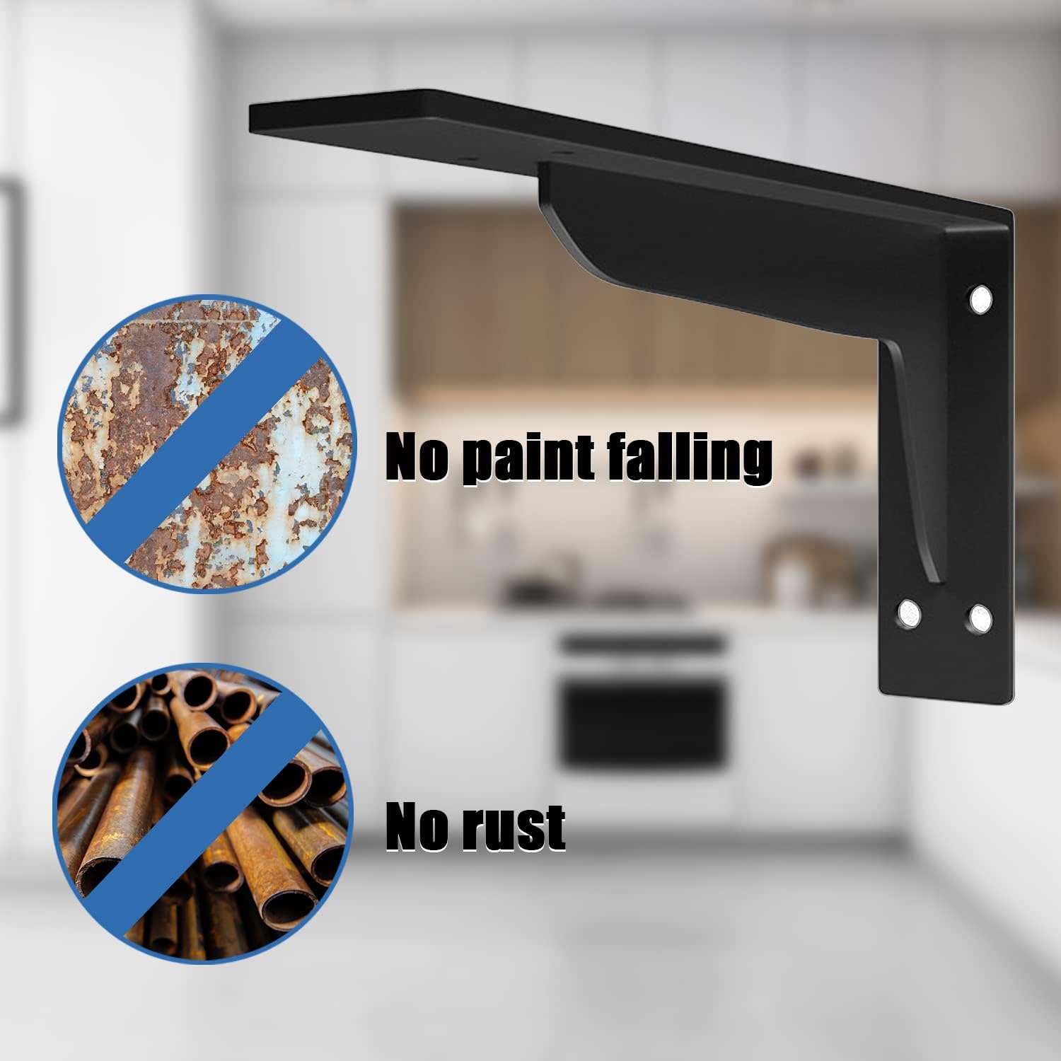 Shelf Brackets Heavy Duty, 16 inches Industrial Steel L Countertop Support 660 LBS Load Capacity Black Metal Brackets for Shelves DIY Triangle(2Pcs)