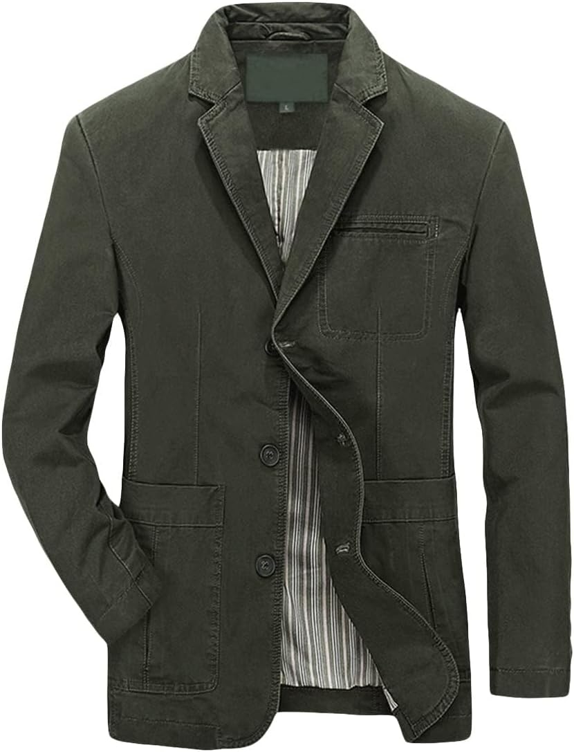 Men's Blazer Casual Suit Jacket Cotton Sport Coat Regular Fit Autumn Busniess Jackets