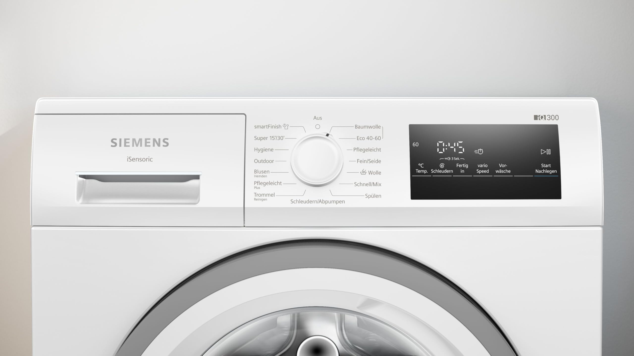 Siemens iQ300 WM14N127 Frontlader Waschmaschine 8 kg 1400 UpM LED-Display Weiß 60 cm