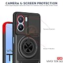 AELVOUX Vivo Y200E 5G / T3 5G Back Cover | Armor Camera Slider 360 Degree Rotating Finger Ring Holder Case with Bracket Stand Back Case Cover (Compatible with MagSafe Accessories) (Black) gallery image