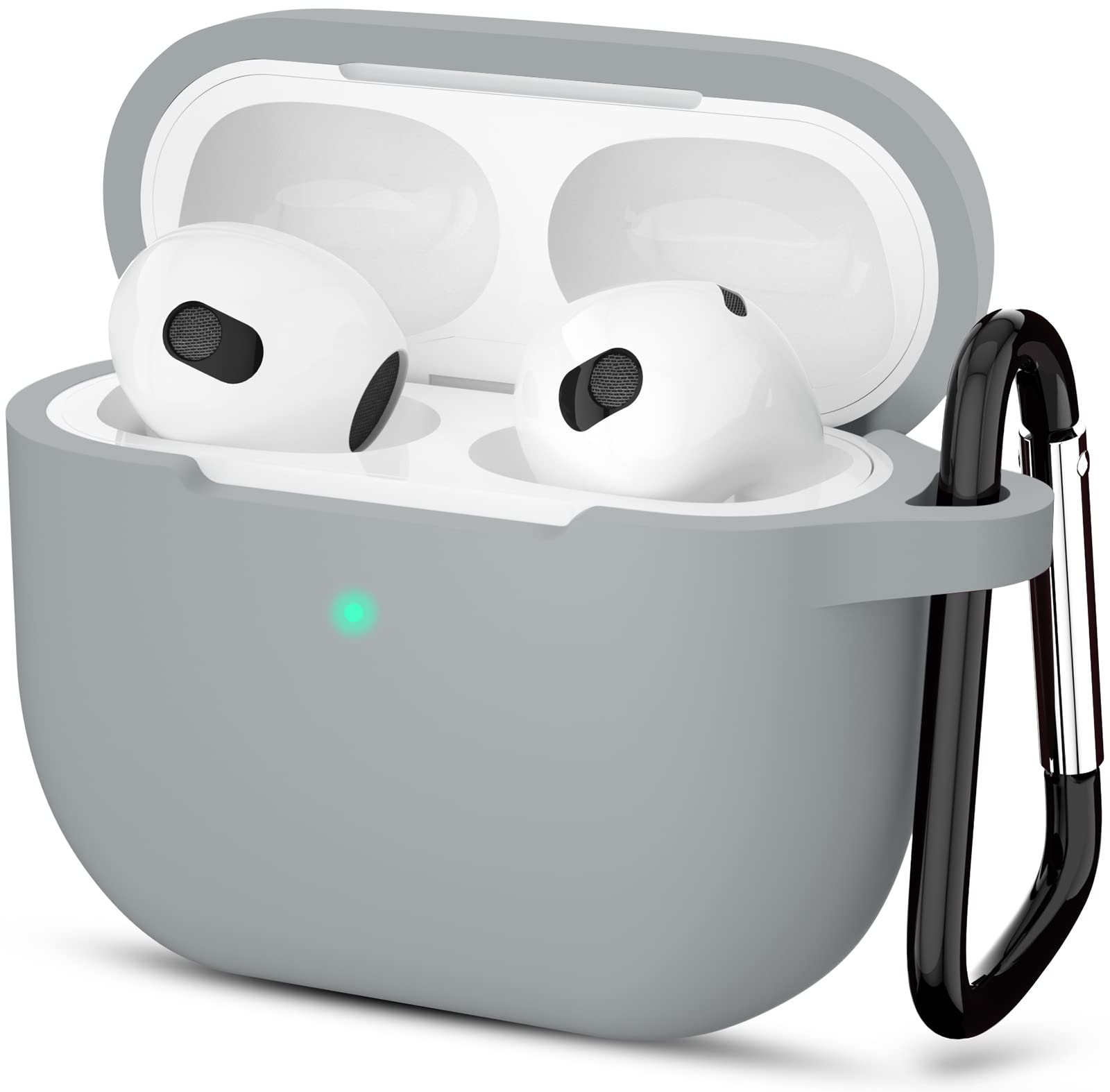 ATUAT Compatible with AirPods 3 Case, Protective Silicone Cover for AirPods 3rd Generation Case 2021, Wireless Charging - Grey