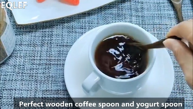 Set 4 Cucchiaini In Legno Naturali - Per Caff&egrave;, Miele, Zuppa E Condimenti (14cm E 18cm)