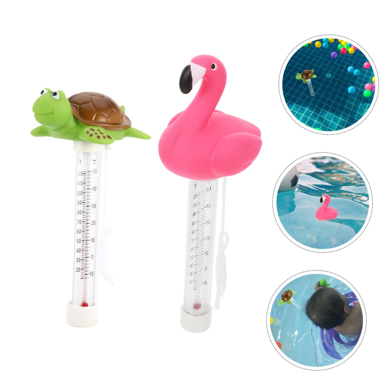 2 Pezzi Termometro Galleggiantper Piscina e Bagnetto Design Flamingo e Misurazione Temperatura Celsius e Fahrenheit Facile Resistente per Esterno